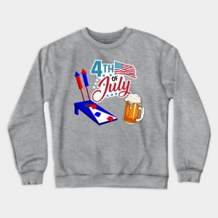 4th Of July Cornhole, Beer and Bottle Rockets Crewneck Sweatshirt